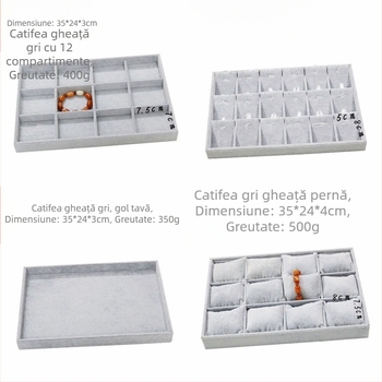 Tavă de afișare bijuterii, metalică, cu 12 compartimente pentru inele, lanțuri, brățări și pandante – stil artistic, origine: Jilin, primăvara 2025