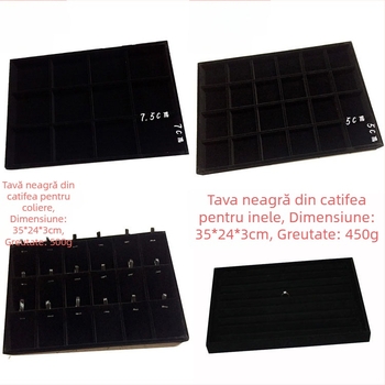 Tavă de afișare bijuterii, metalică, cu 12 compartimente pentru inele, lanțuri, brățări și pandante – stil artistic, origine: Jilin, primăvara 2025