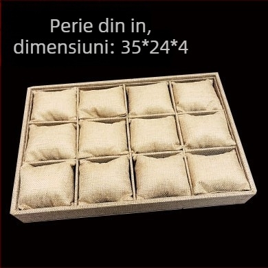 Tavă de afișare bijuterii, metalică, cu 12 compartimente pentru inele, lanțuri, brățări și pandante – stil artistic, origine: Jilin, primăvara 2025