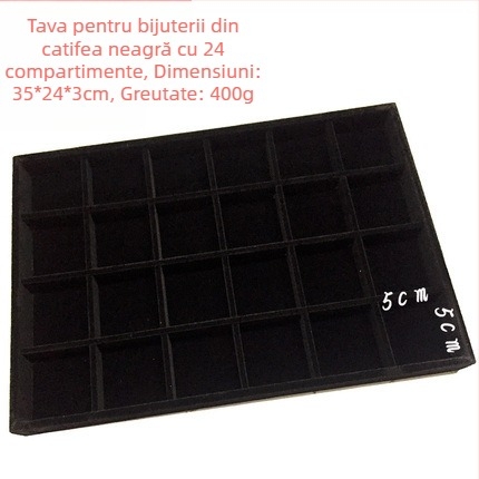 Tavă de afișare bijuterii, metalică, cu 12 compartimente pentru inele, lanțuri, brățări și pandante – stil artistic, origine: Jilin, primăvara 2025