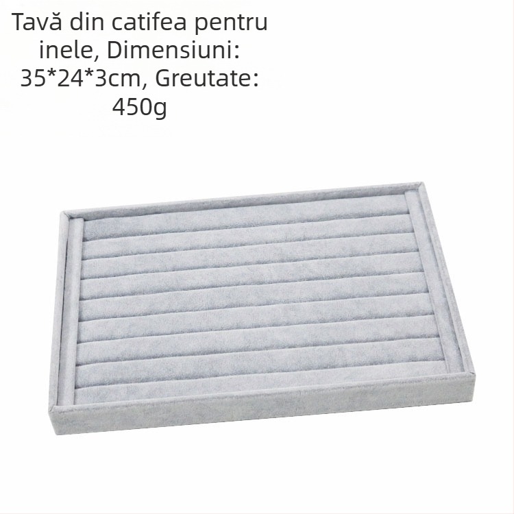Tavă de afișare bijuterii, metalică, cu 12 compartimente pentru inele, lanțuri, brățări și pandante – stil artistic, origine: Jilin, primăvara 2025