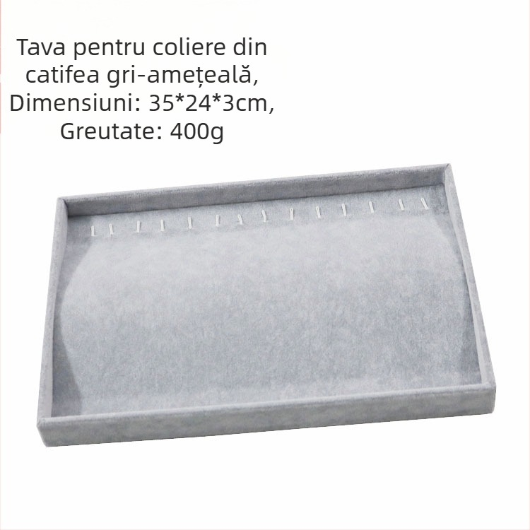 Tavă de afișare bijuterii, metalică, cu 12 compartimente pentru inele, lanțuri, brățări și pandante – stil artistic, origine: Jilin, primăvara 2025