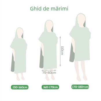 Halat de baie purtabil, cu glugă, absorbant, catifea dublu față, greutate 200–300 g, fir 150D — Chiti