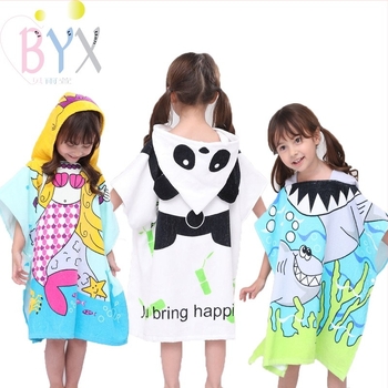 Prosop de baie pentru copii cu glugă, imprimeu cu animale desene animate, 100% bumbac, 300-400 g, fir 32, procesare personalizabilă