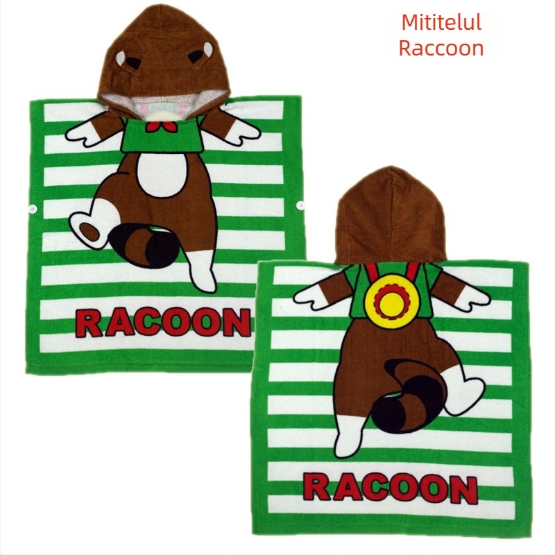 Prosop de baie pentru copii cu glugă, imprimeu cu animale desene animate, 100% bumbac, 300-400 g, fir 32, procesare personalizabilă