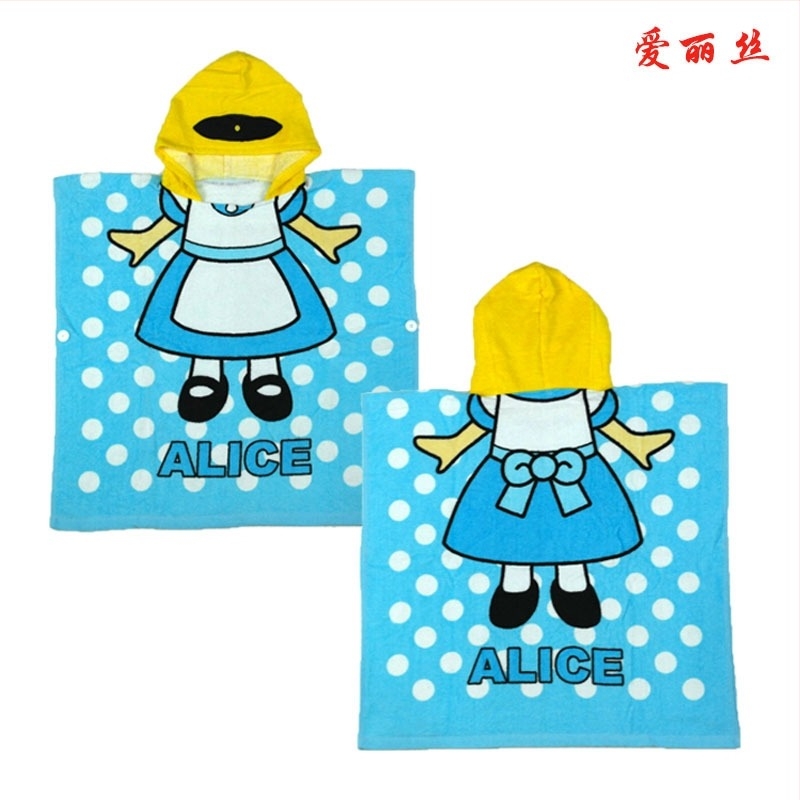 Prosop de baie pentru copii cu glugă, imprimeu cu animale desene animate, 100% bumbac, 300-400 g, fir 32, procesare personalizabilă