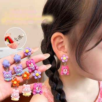 Cercei clips pentru copii fără gaură în urechi — design cu prințesă drăguță, pentru fetițe, primăvara 2024