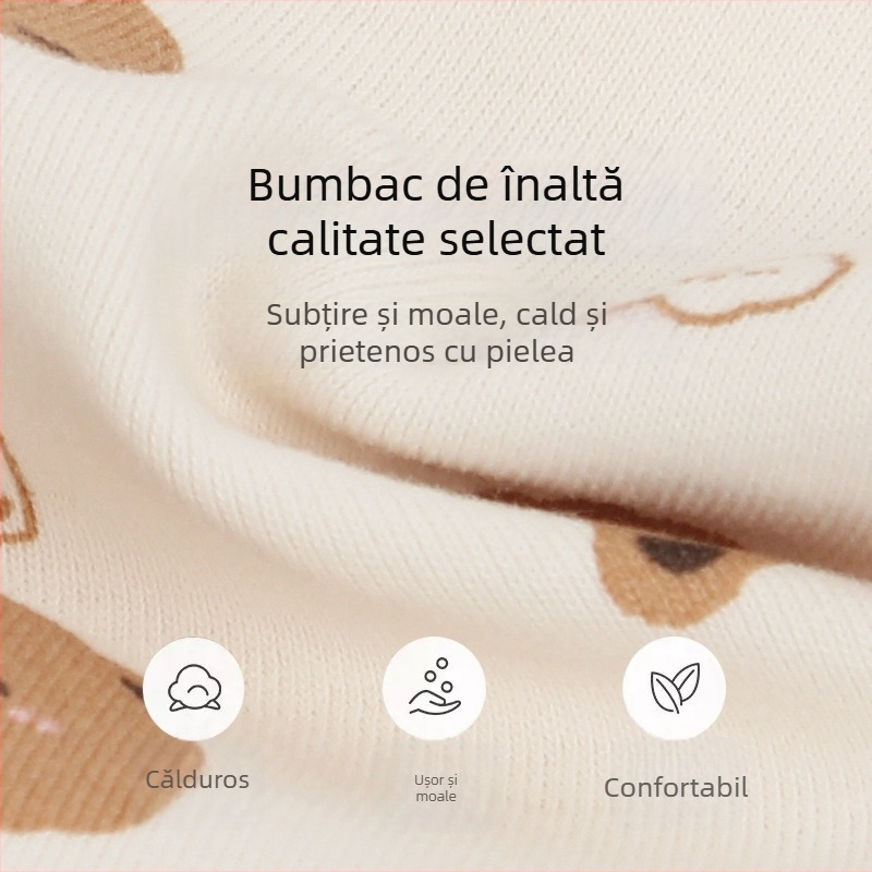 Pălărie pulover pentru bebeluși și copii, țesătură imprimată din bumbac cu Lycra, protecție pentru urechi, încălzire a gâtului, rezistentă la vânt, iarnă