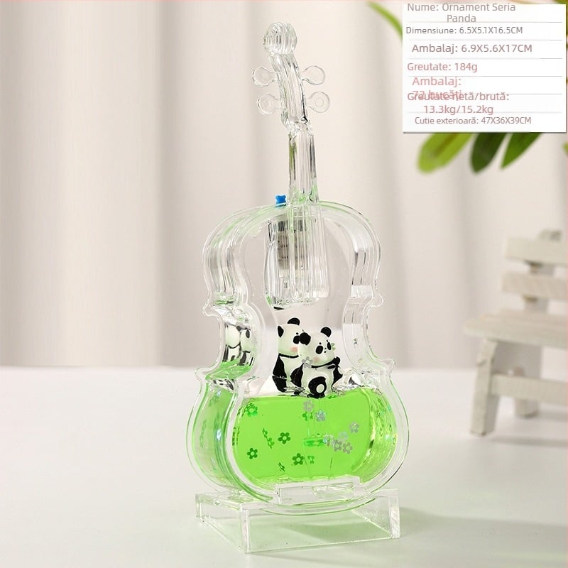 Panda din acrilic cu nisip curgător în picături de ulei — clepsidră decorativă pentru birou