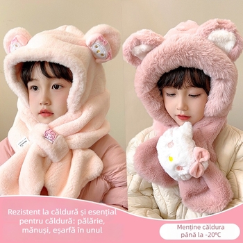 Pălărie tricotată din cașmir pentru copii, caldă și rezistentă la vânt, stil drăguț de desene animate, îmbrăcăminte de iarnă