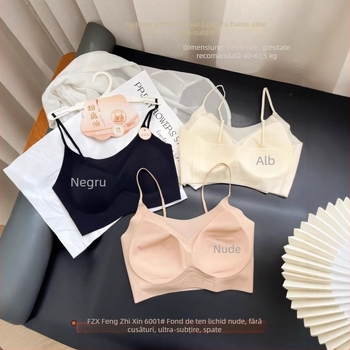 Top bustier fără bretele, cupe turnate subțiri, cupă 3/4, respirabil, fără urme, spate frumos