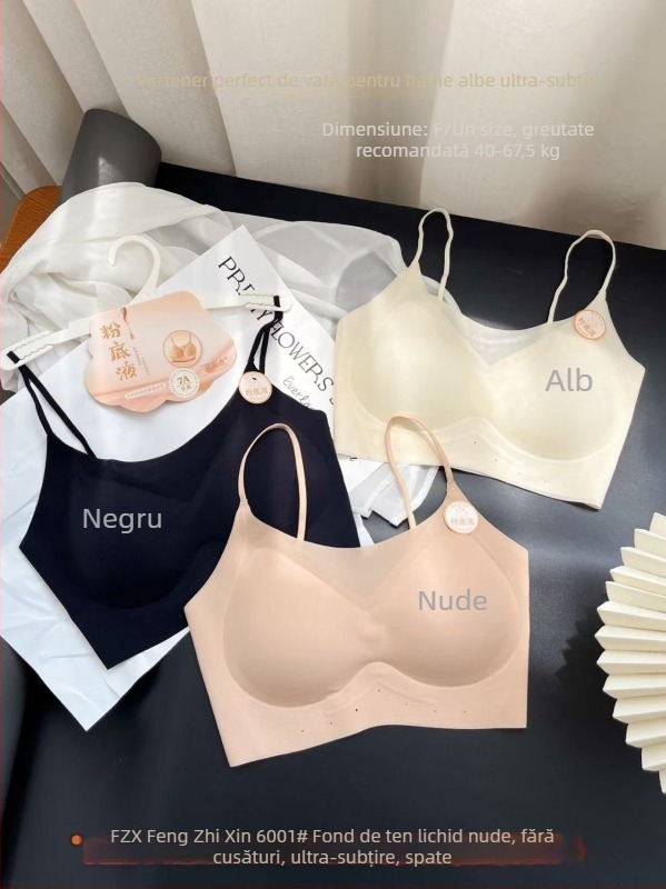 Top bustier fără bretele, cupe turnate subțiri, cupă 3/4, respirabil, fără urme, spate frumos