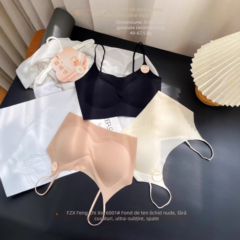 Top bustier fără bretele, cupe turnate subțiri, cupă 3/4, respirabil, fără urme, spate frumos