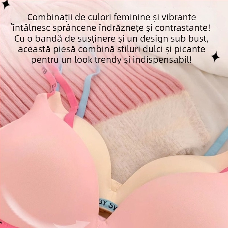 Set de sutiene pentru femei fără cusături — cupă fină model turnat, bretele fixe duble, închidere spate cu trei rânduri de cârlige, susținere, respirație, push-up, confortabil