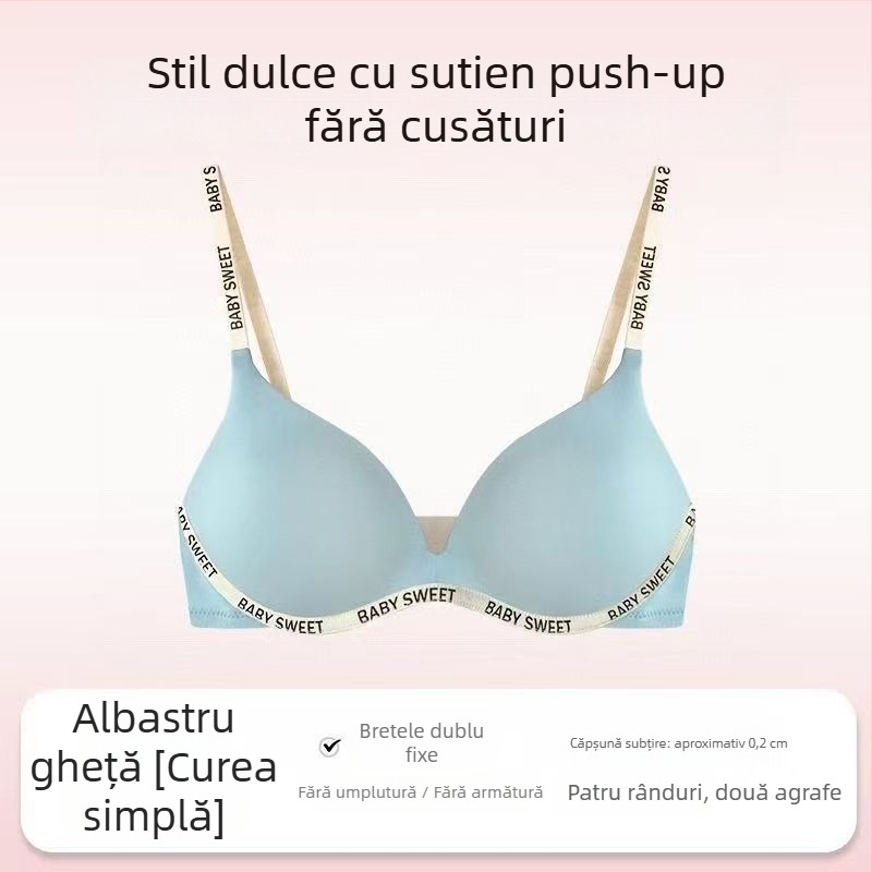 Set de sutiene pentru femei fără cusături — cupă fină model turnat, bretele fixe duble, închidere spate cu trei rânduri de cârlige, susținere, respirație, push-up, confortabil