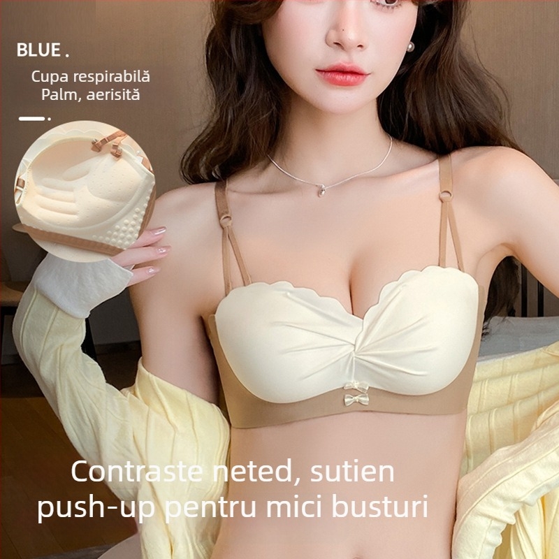 Set de sutiene fără cusur pentru femei, cu cupă completă, bretele detașabile duble, respirabil, închidere la spate cu un singur rând de cârlige