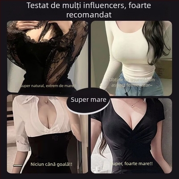 Set de sutien din dantelă, push-up îngroșat de 5 cm, cupe 3/4 pentru un bust rotund