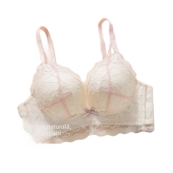 Set de sutien din dantelă, push-up îngroșat de 5 cm, cupe 3/4 pentru un bust rotund