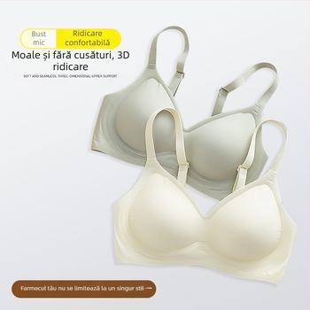 Sutien fără fir, fără cusături, ușor și răcoros pentru vară, cu susținere în partea superioară, cupe 3/4, confortabil