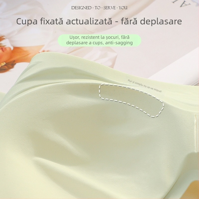 Sutien fără fir, fără cusături, ușor și răcoros pentru vară, cu susținere în partea superioară, cupe 3/4, confortabil