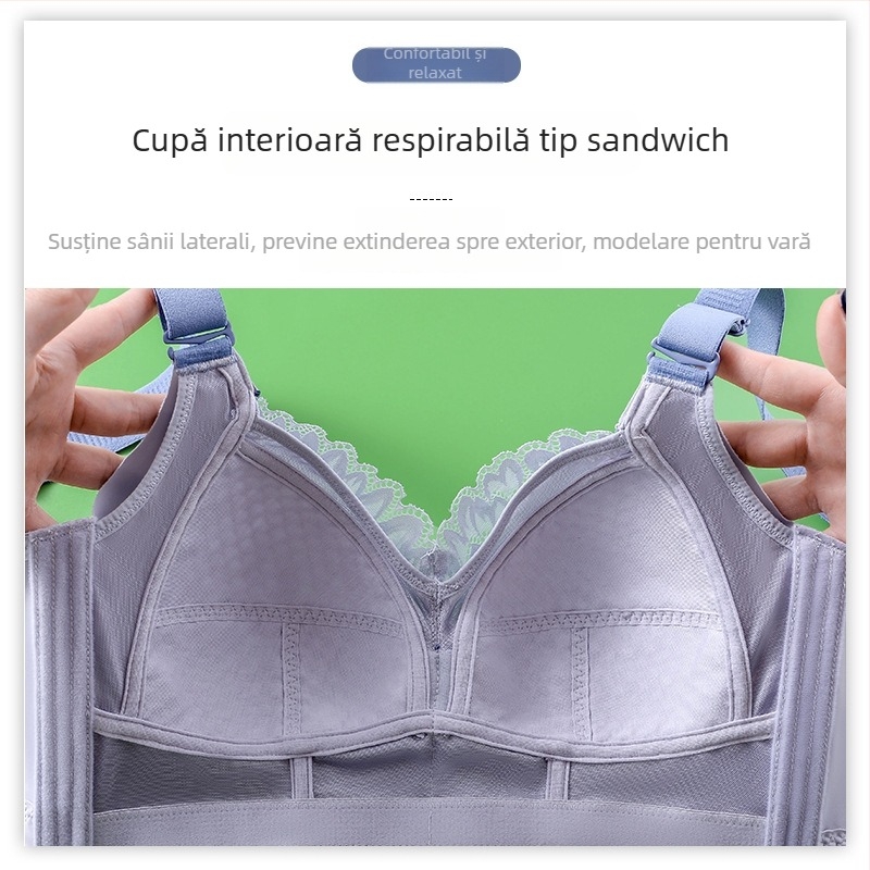 Sutien de modelare ultra-subțire, fără fir, pentru bust plin, fără cusături, anti-prolaps, bretele reglabile, mărime mare
