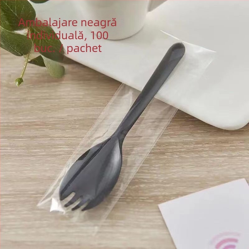 Tacâmuri de unică folosință cu mâner lung, ambalate individual, pentru grătar, bibimbap, deserturi și cupe de fructe — Material PP; Brand Unique; Funcție: Alte; Lansare: Alte
