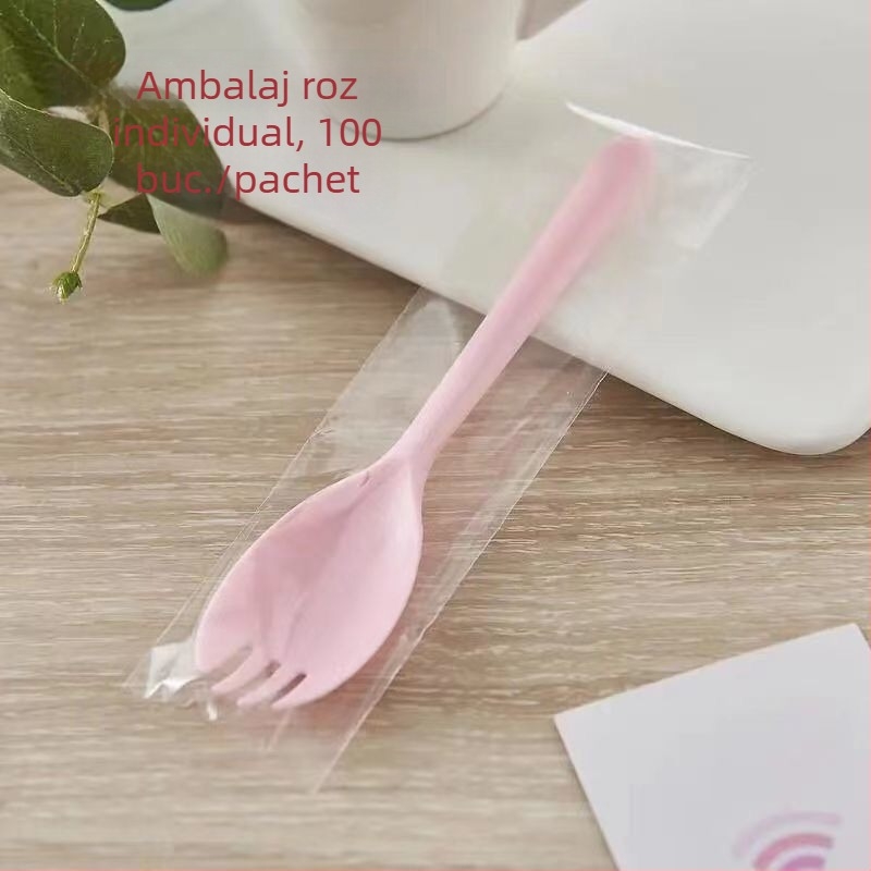 Tacâmuri de unică folosință cu mâner lung, ambalate individual, pentru grătar, bibimbap, deserturi și cupe de fructe — Material PP; Brand Unique; Funcție: Alte; Lansare: Alte