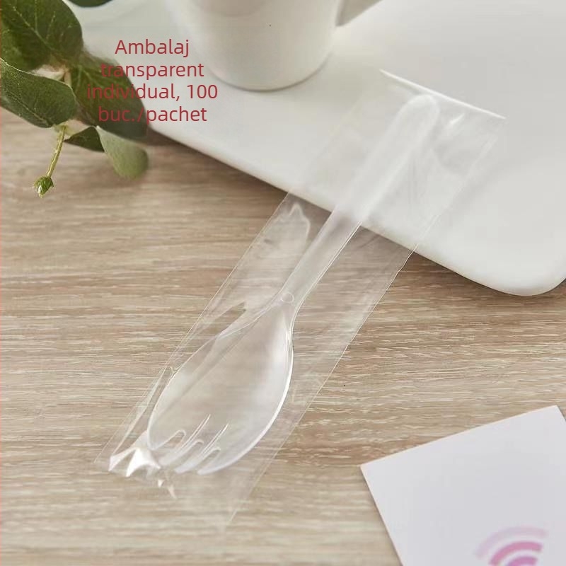 Tacâmuri de unică folosință cu mâner lung, ambalate individual, pentru grătar, bibimbap, deserturi și cupe de fructe — Material PP; Brand Unique; Funcție: Alte; Lansare: Alte