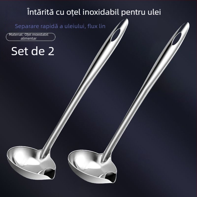 Lingură de tip spatulă din oțel inoxidabil pentru separarea uleiului, cu mâner lung, rezistență la temperaturi înalte