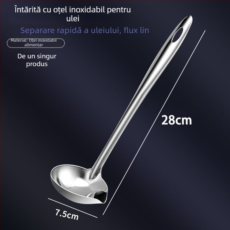 Lingură de tip spatulă din oțel inoxidabil pentru separarea uleiului, cu mâner lung, rezistență la temperaturi înalte
