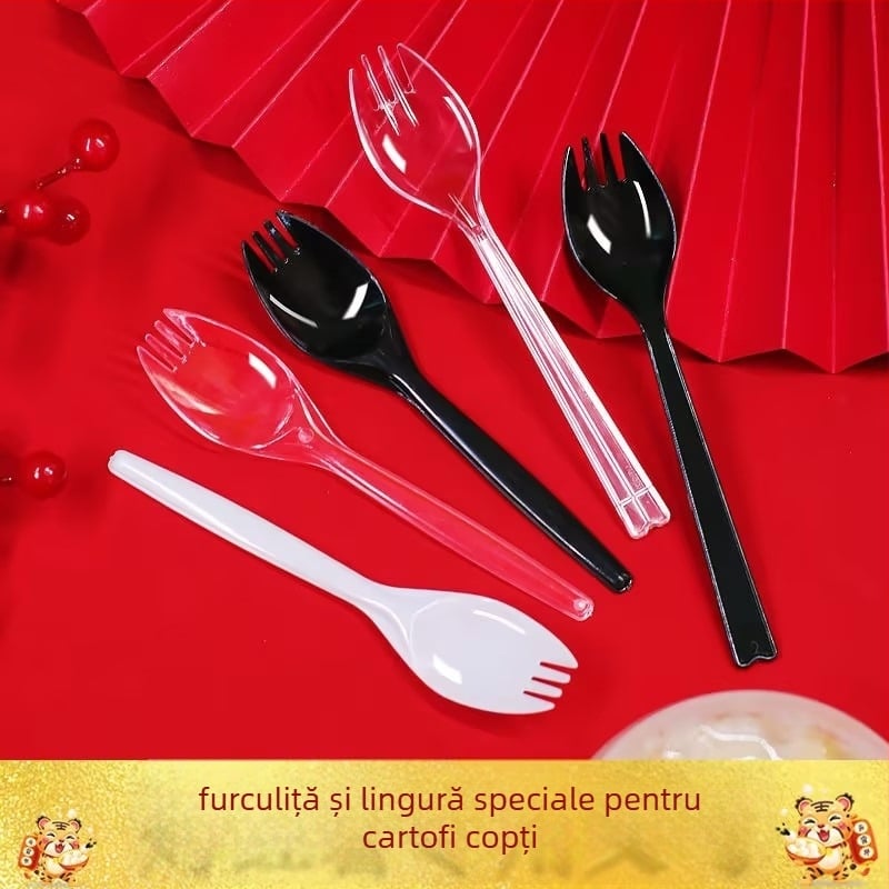 Furculiță unică pentru cartofi dulci copți, ambalată individual, din PP, groasă și rezistentă.