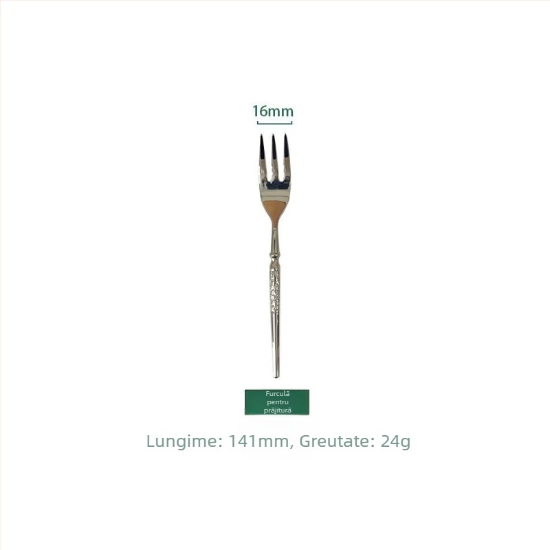 Set de tacâmuri occidentale din oțel inoxidabil 304, textură ciocan, finisaj oglindă, fabricat manual, stil lux ușor retro, cu cuțit pentru steak, furculiță și lingură, lingură de desert și furculiță