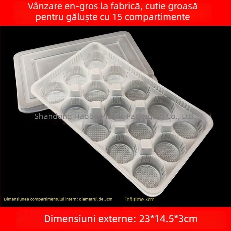 Cutie plastică de unică folosință pentru wonton, cu fund îngroșat, pentru takeout, necompatibilă cu microunde, cu logo tipărit, licență Lu xk16-204-04394, greutate brută 2,5 kg