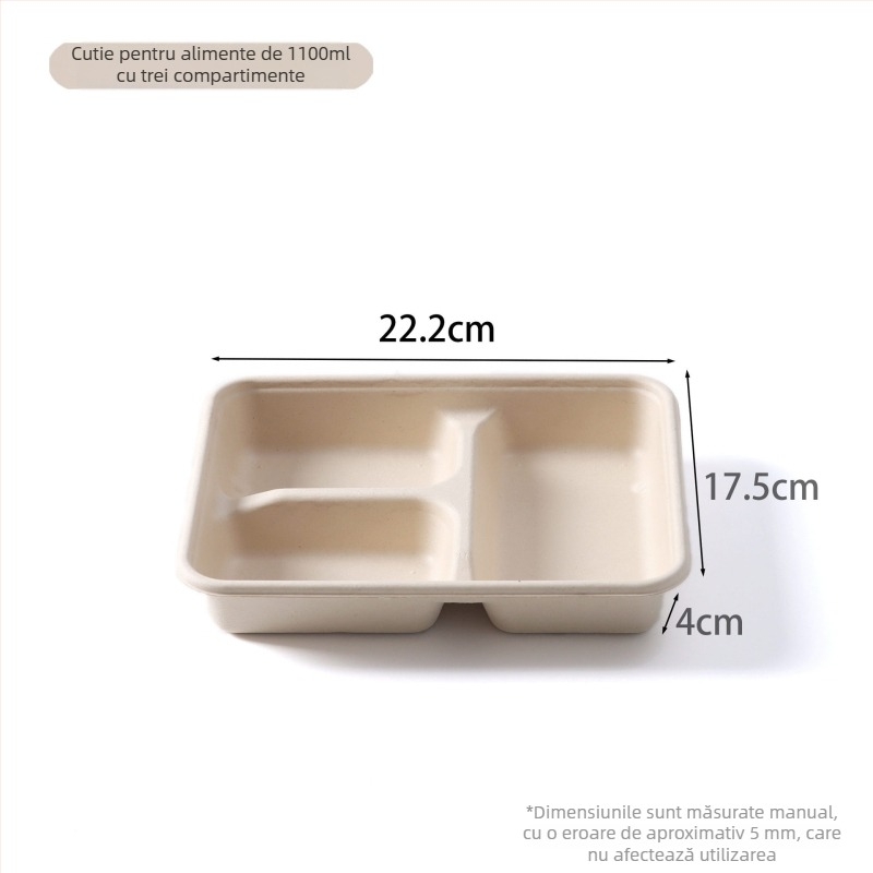 Yihexing cutie de prânz din hârtie, 1100 ml, biodegradabilă, grosime 2 mm, pachet 50 bucăți