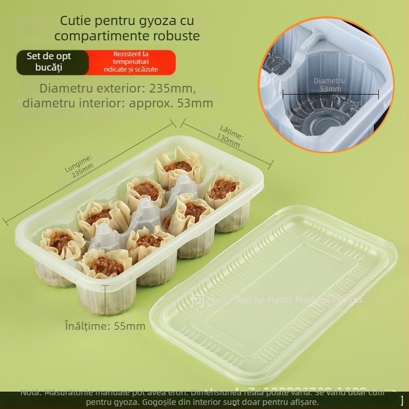 Cutie de ambalare de unică folosință pentru dim sum, cu 8 compartimente, din plastic, sigilată