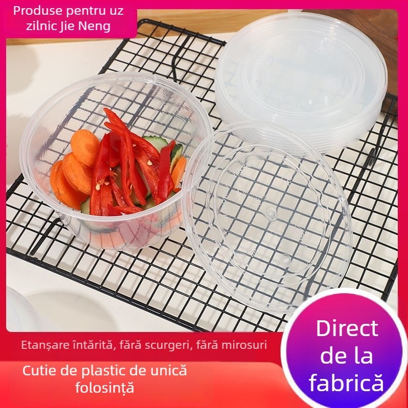 Cutie de prânz de unică folosință cu capac – Material PP, sigură pentru microunde, pachet de 5/10, Clean Energy