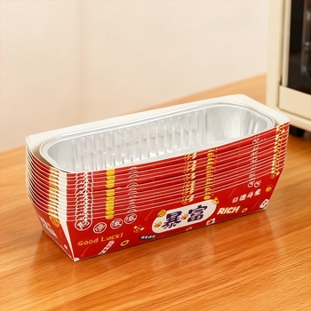 Woodwind Cutie din folie de aluminiu pentru durian la grătar cu tavă din fibre de lemn – dreptunghiulară, biodegradabilă, pachet 1000 buc