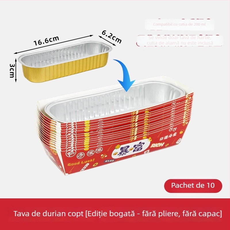 Woodwind Cutie din folie de aluminiu pentru durian la grătar cu tavă din fibre de lemn – dreptunghiulară, biodegradabilă, pachet 1000 buc