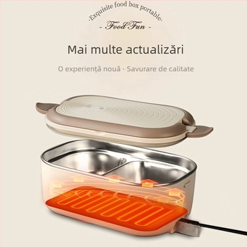 Cutie electrică pentru prânz cu încălzire fără apă, 1–2 porții, 220V, 50W; rezervor interior din oțel inoxidabil 304, carcasă din plastic