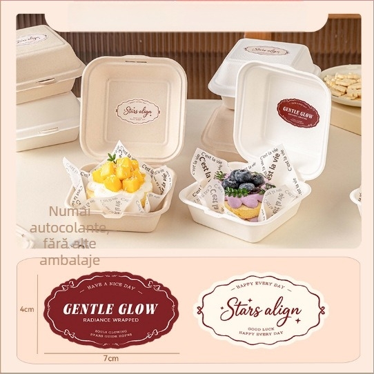 Cutie de tort de Crăciun, de unică folosință – material pulp, formă pătrată, stil degradabil, nu este potrivită pentru cuptor cu microunde, origine Zhejiang