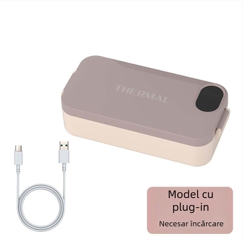 Cutie electrică pentru prânz cu încălzire fără apă, alimentare USB 5V 15W, recipient interior din oțel inoxidabil, model F13
