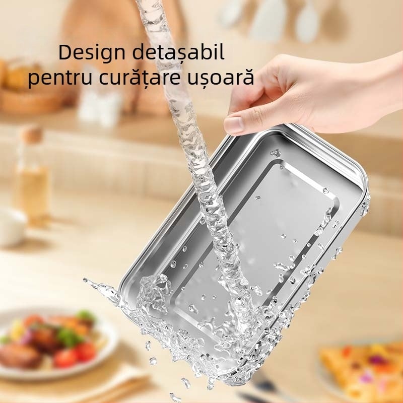 Cutie electrică pentru prânz cu încălzire fără apă, alimentare USB 5V 15W, recipient interior din oțel inoxidabil, model F13