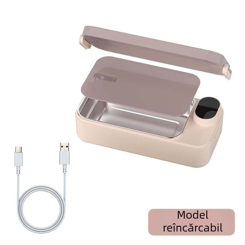 Cutie electrică pentru prânz cu încălzire fără apă, alimentare USB 5V 15W, recipient interior din oțel inoxidabil, model F13