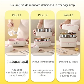 Cutie pentru prânz electrică – capacitate mare 2,0 L, vas interior detașabil din oțel inoxidabil 304, încălzire 250W, alimentare 220V, design izolat