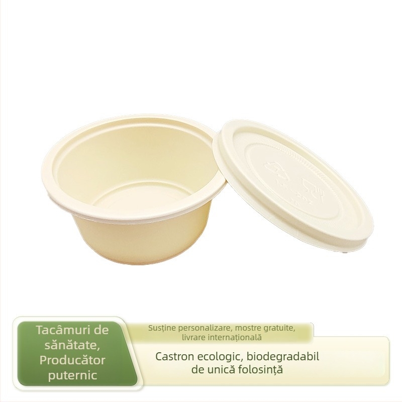 Cutii biodegradabile din amidon de porumb, cu capac, compatibile cu microundele