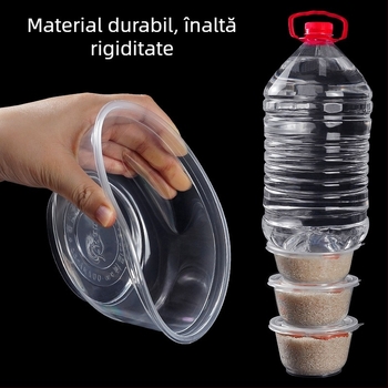 Vas de unică folosință din plastic, rotund, cu pereți groși, pentru mâncare la pachet, capacitate 300–900 ml, 600 buc./cutie