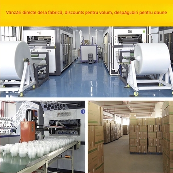 Vas de unică folosință din plastic, rotund, cu pereți groși, pentru mâncare la pachet, capacitate 300–900 ml, 600 buc./cutie