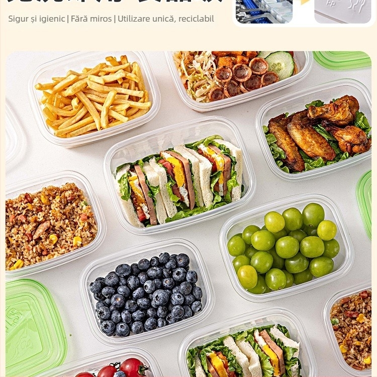 Cutie de prânz de unică folosință din PP, cu bol și bețișoare, de siguranță alimentară, biodegradabilă, pentru uz la birou