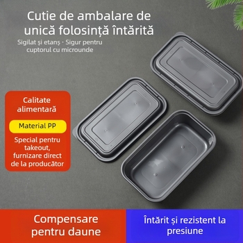 Cutie de prânz de unică folosință, dreptunghiulară, potrivită pentru microunde, din PP alimentar, imprimare logo disponibil