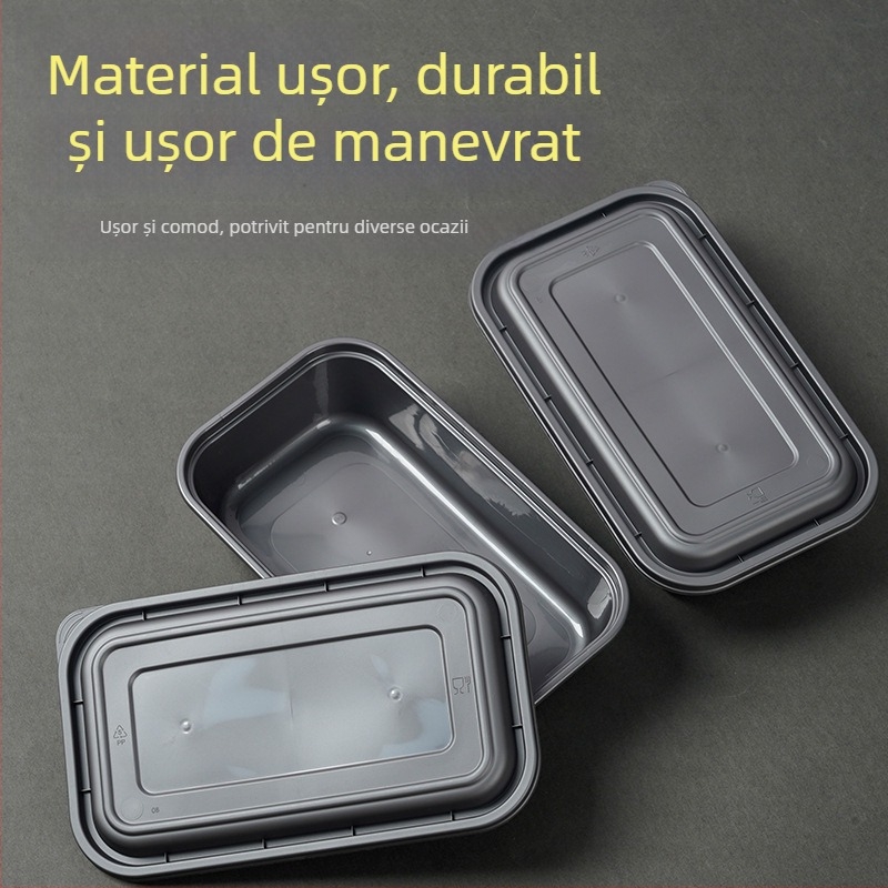 Cutie de prânz de unică folosință, dreptunghiulară, potrivită pentru microunde, din PP alimentar, imprimare logo disponibil